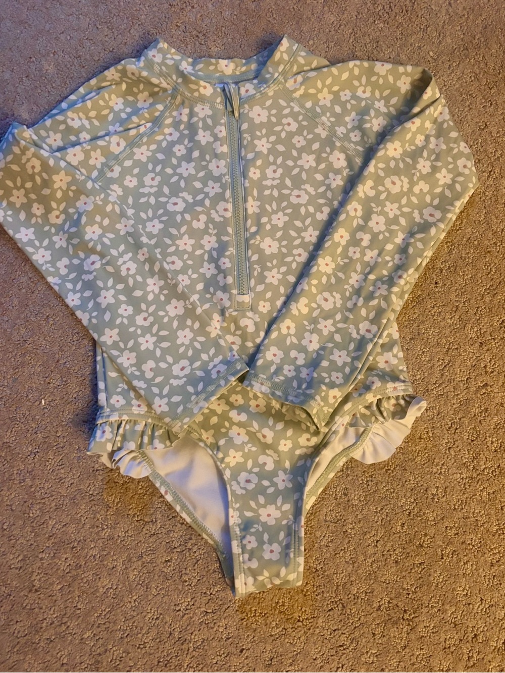 Girls Floral Long-Sleeve One-Piece Swimsuit - 5T